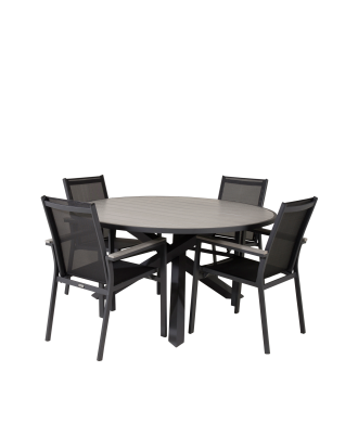 Venture Home - Matgrupp Pascal och 4st stapelbar Pascal matstol - Grå