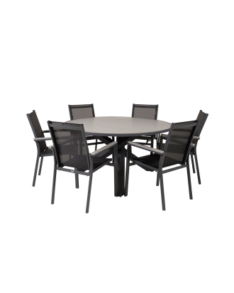 Venture Home - Matgrupp Pascal och 6st stapelbar Pascal matstol - Grå