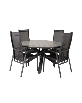 Venture Home - Matgrupp Parma med 4st matstolar Copacabana - Grå