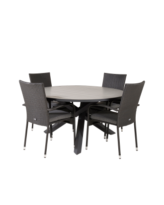 Venture Home - Matgrupp Parma med 4st matstolar Anna - Grå