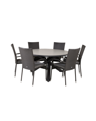 Venture Home - Matgrupp Parma med 6st matstolar Anna - Grå