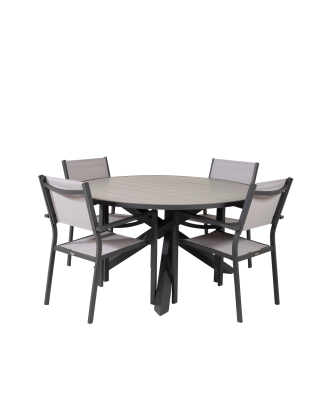 Venture Home - Matgrupp Parma med 4st matstolar Copacabana - Grå