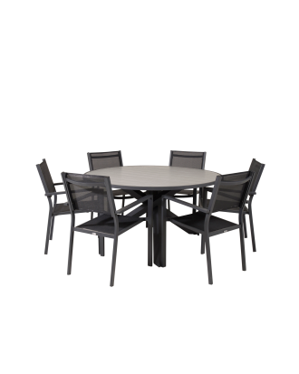 Venture Home - Matgrupp Parma med 6st matstolar Copacabana - Grå