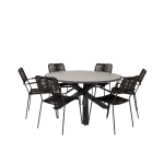 Venture Home - Matgrupp Pascal och 6st Levis matstol - Grå