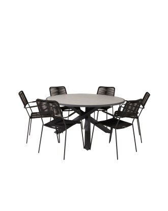 Venture Home - Matgrupp Pascal och 6st Levis matstol - Grå