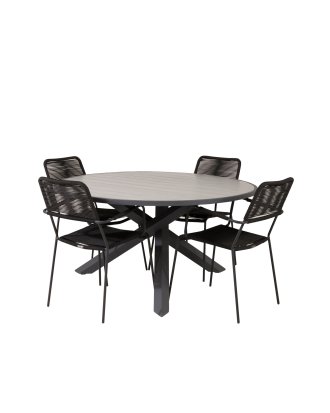 Venture Home - Matgrupp Pascal och 4st Levis matstol - Grå