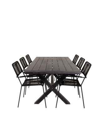 Venture Home - Matgrupp Rives med 6st matstolar Lindos - Svart