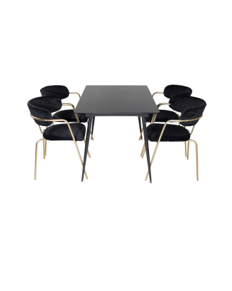 Venture Home - Matgrupp Silar med 4st matstolar Arrow - Svart