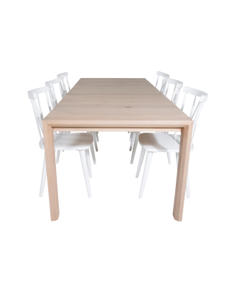 Venture Home - Matgrupp Slider med 6st matstolar Mariette - Vit