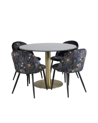 Venture Home - Matgrupp Estri med 4st matstolar Valleta - Svart