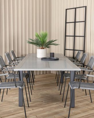 Venture Home - Matgrupp Albany med 8st matstolar Lindos - Grå