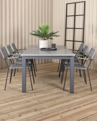 Venture Home - Matgrupp Albany med 6st matstolar Lindos - Grå