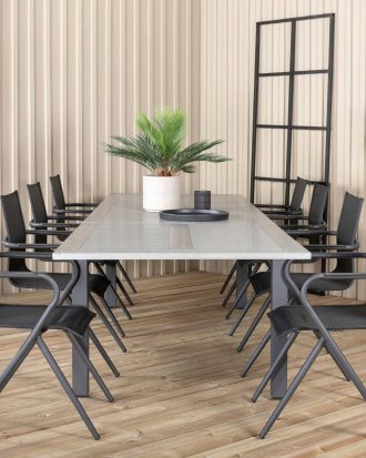 Venture Home - Matgrupp Albany med 8st matstolar Alina - Grå