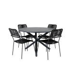 Venture Home - Matgrupp Alma med 4st matstolar Lindos - Svart