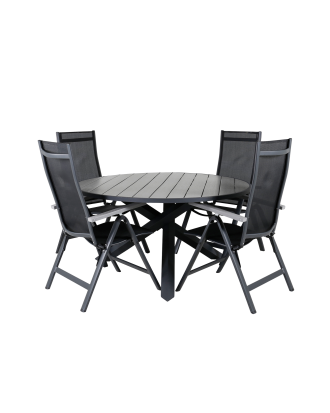 Venture Home - Matgrupp Parma med 4st matstolar Albany - Grå