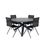 Venture Home - Matgrupp Parma med 4st matstolar Alina - Grå