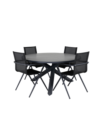 Venture Home - Matgrupp Parma med 4st matstolar Alina - Grå