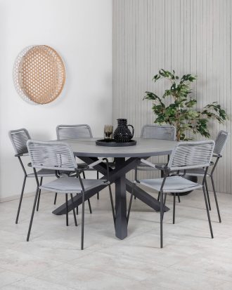 Venture Home - Matgrupp Parma med 6st matstolar Lindos - Grå