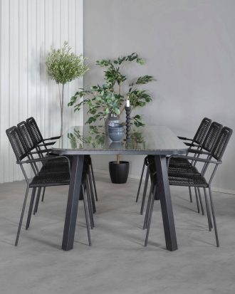 Venture Home - Matgrupp Paola med 6st matstolar Lindos - Svart