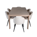 Venture Home - Matgrupp Slider med 6 st matstolar Velvet Stitches - Vit