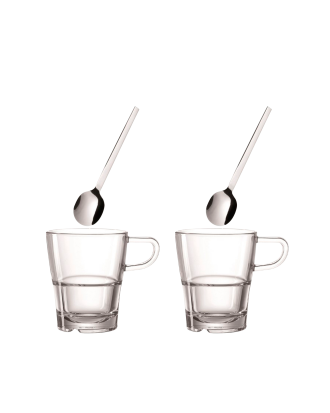 Leonardo - Kaffeset - Kaffekopp och sked x 2 - Transparent