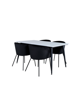 Venture Home - Matgrupp Jimmy med 4 st matstolar Berit - Vit