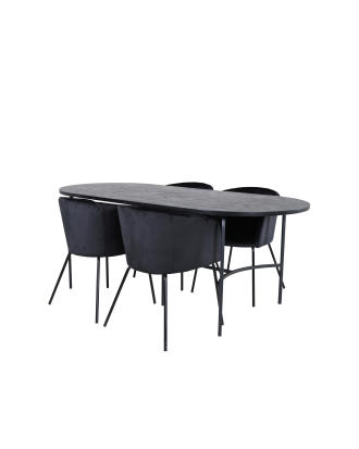 Venture Home - Matgrupp Skate med 4 st matstolar Berit - Svart