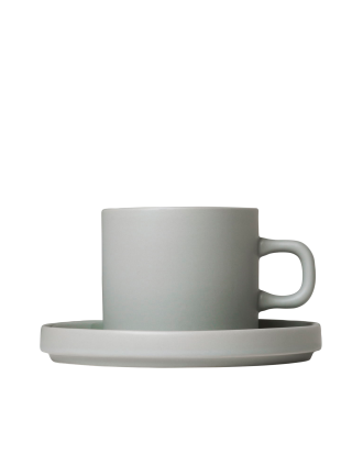 Blomus - Kaffemuggar Med Fat. 2 St Set. Pilar 200ml - Grå