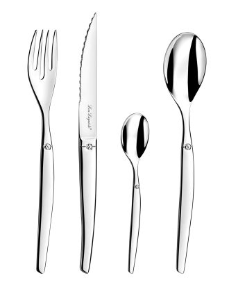 Lou Laguiole - Bestickset Jet 24-Delar - Krom