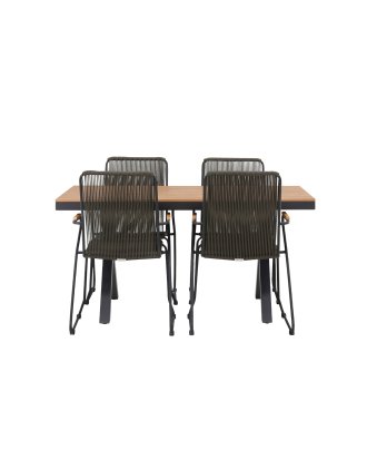 Venture Home - Matgrupp Garcia med 4st matstolar Bois - Natur