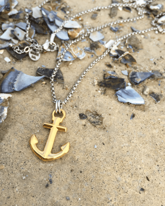 Marint Ankarhalsband Anchor´s aweigh Stål/guld