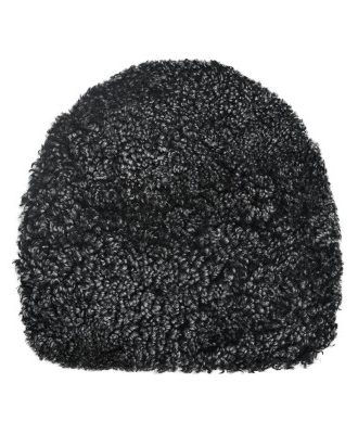 Curly forma mörkgrå - rundad stolsdyna i lockigt fårskinn