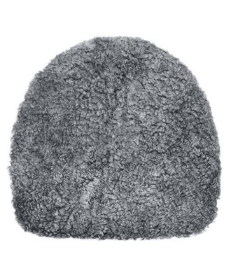 Curly forma silvergrå - rundad stolsdyna i lockigt fårskinn