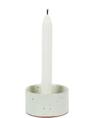 A World Of Craft Earth Cylinder Ljuslykta - Ljusstakar Stengods Gråvit