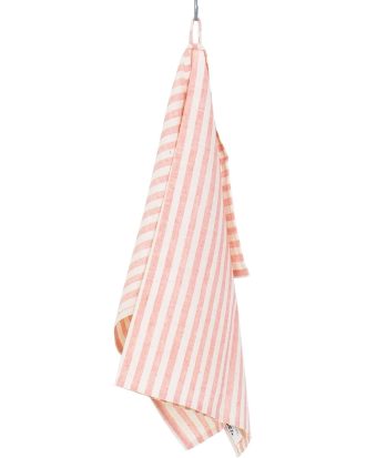 A World Of Craft Eco Blockstripe Kökshandduk /rosa - Kökshanddukar Ekologisk Bomull Vit