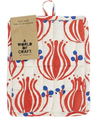 A World Of Craft Flower Grytlapp Röd/ - Grytlappar & Grytvantar Bomull Blå