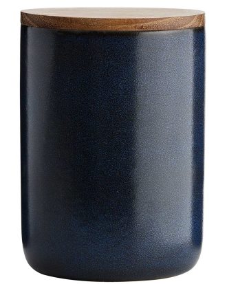 Aida Raw Förvaringsburk Med Lock 15 Cm - Förvaringsburkar & lock Teak Blå