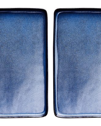 Aida Raw Fat Midnight Blue 2-pack - Uppläggningsfat Stengods Midnattsblå