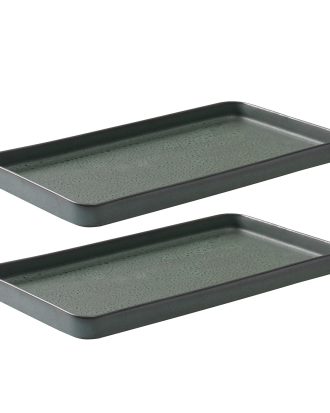 Aida Raw Fat 2-pack - Uppläggningsfat Stengods Northern Green