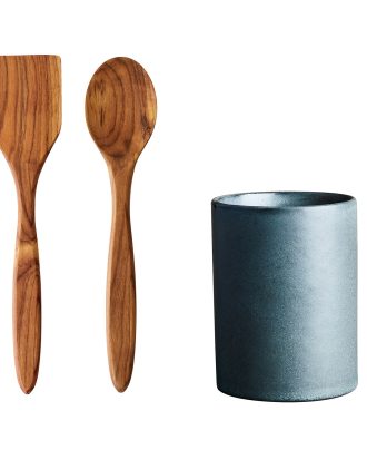 Aida Raw Förvaringsburk Med Stekspadar - Förvaringsburkar & lock Stengods Northern Green