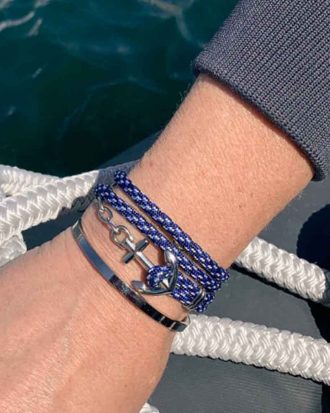 Marint armband The Anchor Wrap Marinblå/vit - Stål