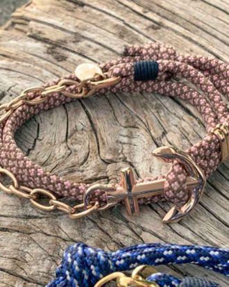 Marint armband The Anchor Wrap Rosa/brun - Roséguld