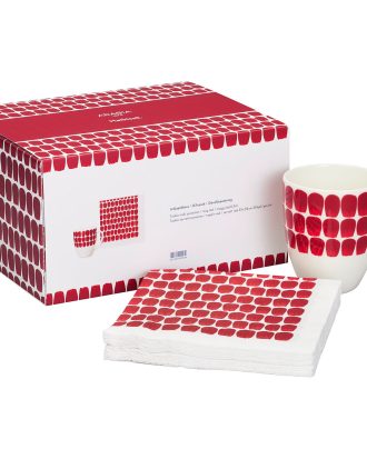 Arabia 24h Tuokio Gåvoset Mugg + Servetter - Kaffekoppar Porslin Röd