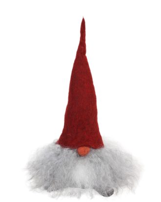 Åsas Tomtebod Valter Vätte 35 Cm Röd Gotland - Juldekorationer Ull Grå