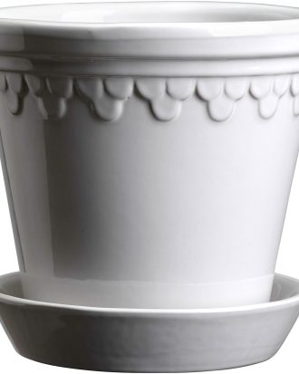 Bergs Potter Copenhagen Kruka Med Fat Ø11 Cm - Krukor Keramik Mineral White