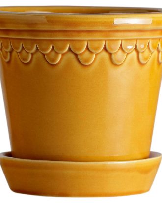 Bergs Potter Copenhagen Kruka Med Fat Ø16 Cm - Krukor Keramik Gul