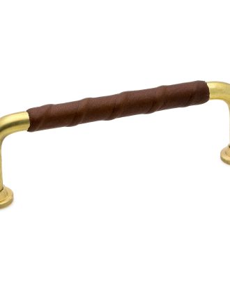 Beslag Design 1353 lindat Handtag 96 Obehandlad Mässing/ - Knoppar & Beslag Läder Brun