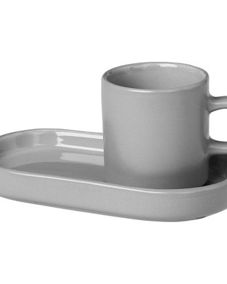 Blomus Pilar Espressokopp + Fat - Espressokoppar Keramik Mirage Grey