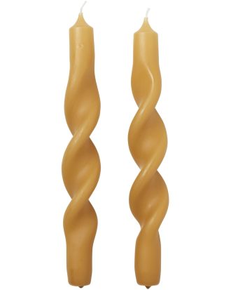 Broste Copenhagen Twist Ljus 23 Cm 2-pack Golden Yellow - Ljus Paraffin Guldgul