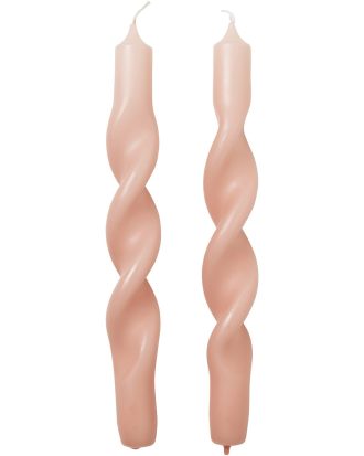 Broste Copenhagen Twist Ljus 23 Cm 2-pack - Ljus Paraffin Apricot Cream